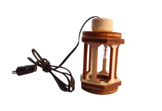 Holzlaterne rund mit Beleuchtung 3,5 Volt